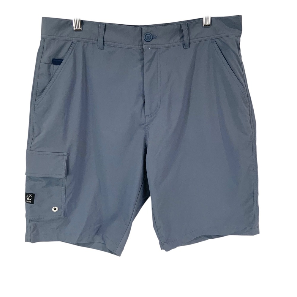 HIHO Mens Cargo Shorts Blue Size 34 Anchor Logo Outdoor Casual Beach